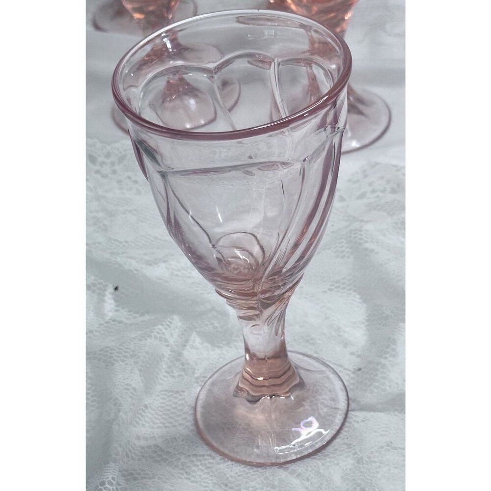 Two Sweet Swirl Pink Water Goblets Ice Water Footed Glasses Noritake Replacement - Picture 3 of 10